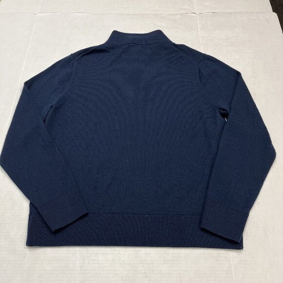 J Crew Mens L Merino Wool Blend Sweater Blue 1/4 Zip Mock Ribbed Neck Pullover‎ - Picture 1 of 5